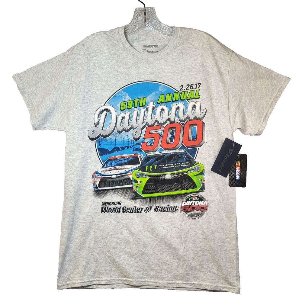 New W/Tag Nascar 2.26.17 59th Annual Daytona 500 Size Med Tee Shirt Front & Back